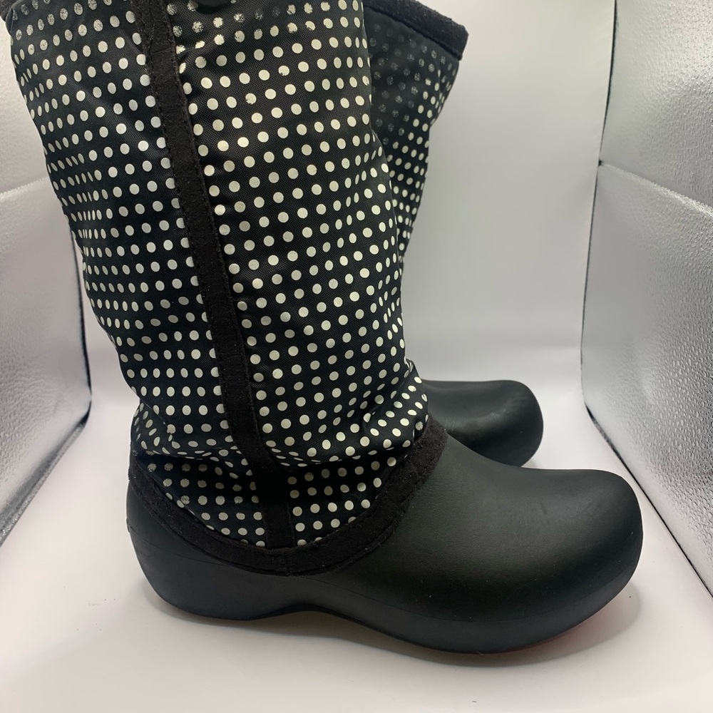 Crocs Womens Winter Boots Size 7 Claire Black Knee High Polka Dot Pull On Snow